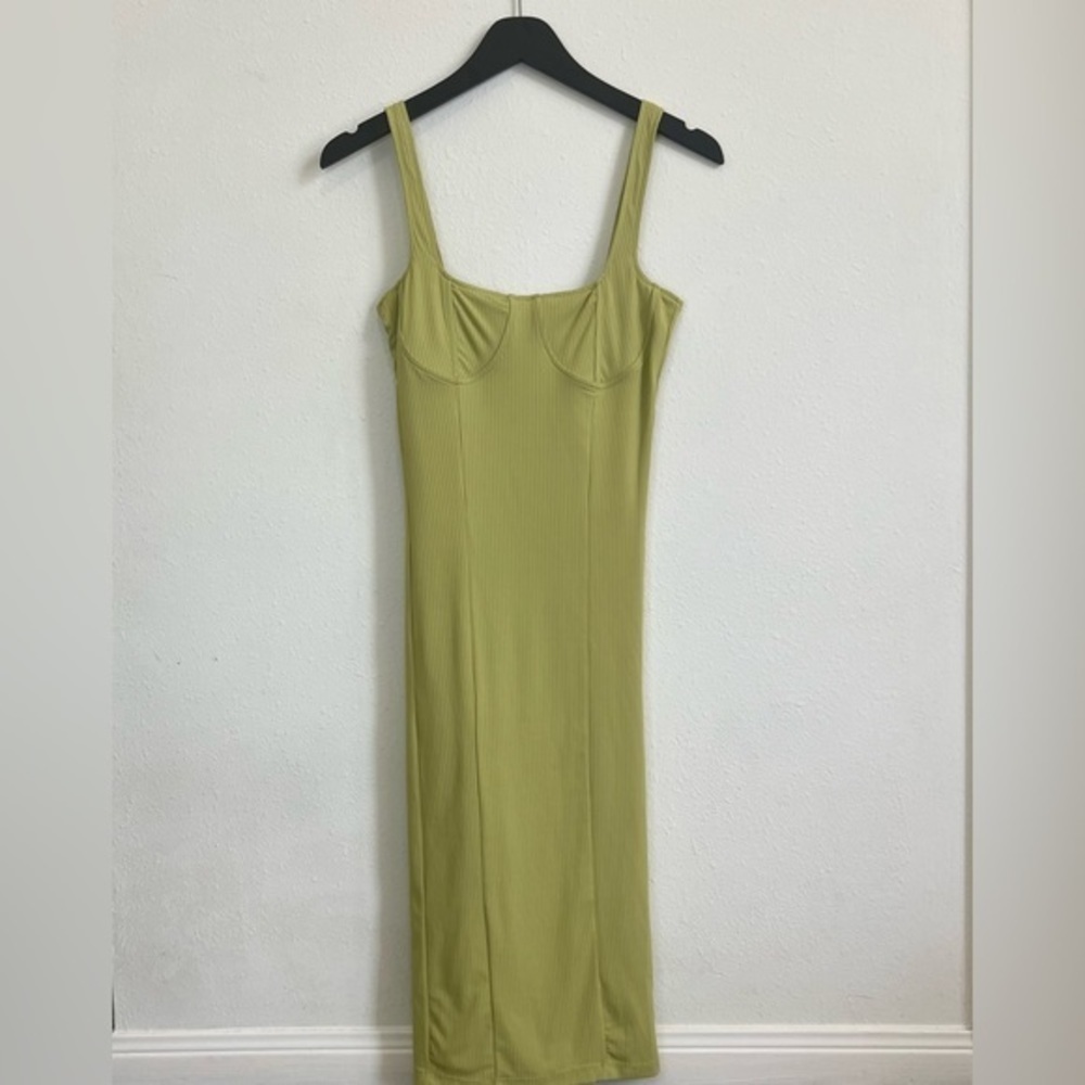 Bustier Bodycon Dress Ribbed Midi - Picture 3 of 11